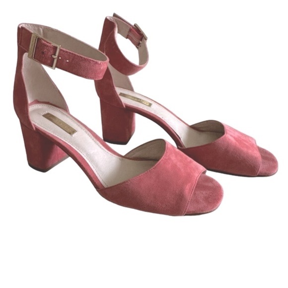 Louise et Cie Shoes - LOUISE ET CIE KARISA ANKLE CUFF PINK SUEDE BLOCK HEEL SIZE 7.5